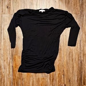 Womena Regina X Classic Black Ruched Long Sleeve Shirt Large